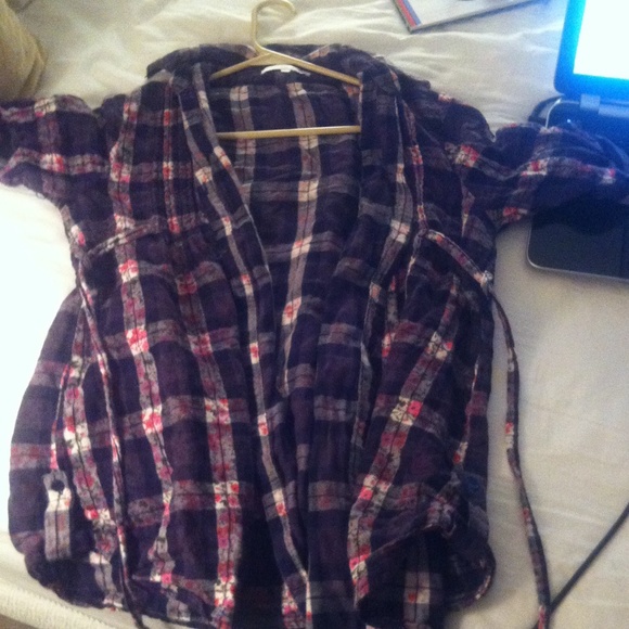Charlotte Russe floral plaid button up