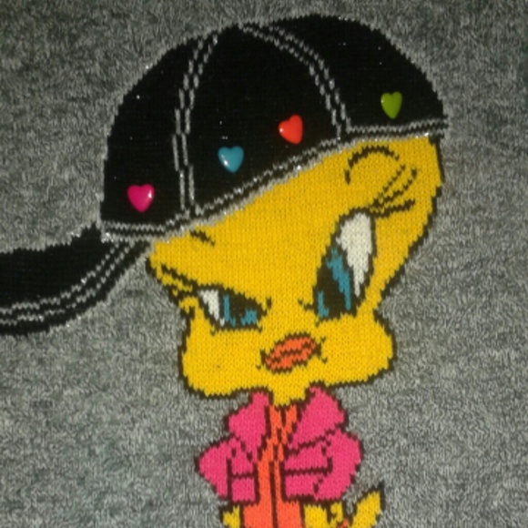 Rare Vintage Loony Tunes Tweety Bird swag knitted Sweater - Retro Y2K Hip hop - Picture 1 of 4