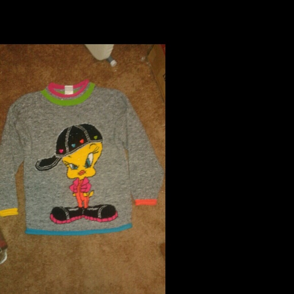Rare Vintage Loony Tunes Tweety Bird swag knitted Sweater - Retro Y2K Hip hop - Picture 2 of 4