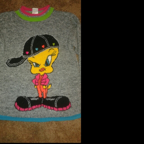 Rare Vintage Loony Tunes Tweety Bird swag knitted Sweater - Retro Y2K Hip hop - Picture 3 of 4