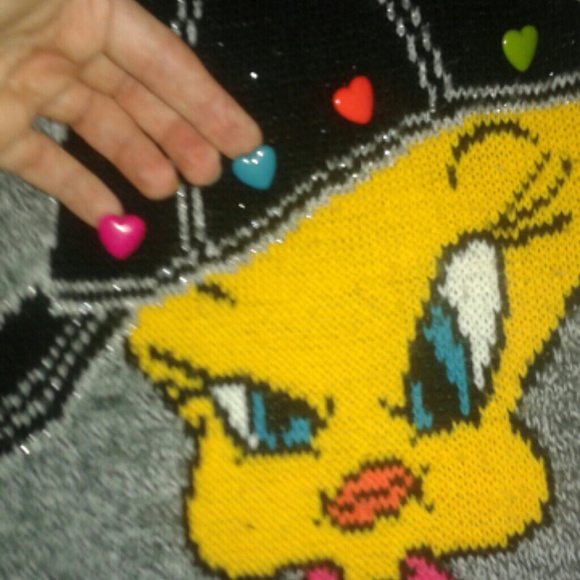 Rare Vintage Loony Tunes Tweety Bird swag knitted Sweater - Retro Y2K Hip hop - Picture 4 of 4