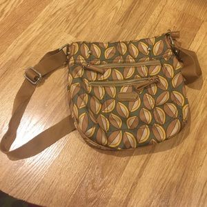 TYLER RODAN brown and green satchel