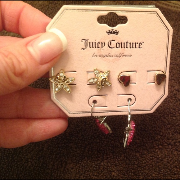 Juicy Couture Earrings -Set of 3 pairs New on Card - Picture 2 of 4