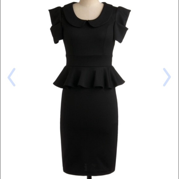 Modcloth working girl peplum black dress