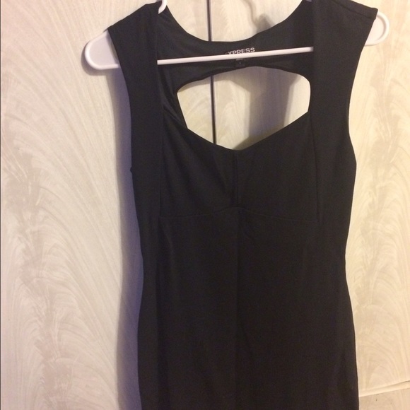 A black, cut back dress