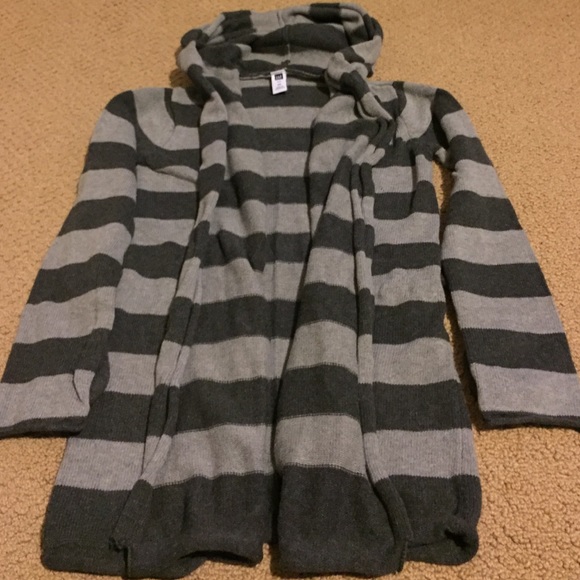 Gap Outlet Long Hooded Stripe Belted Cardigan - Picture 2 of 3