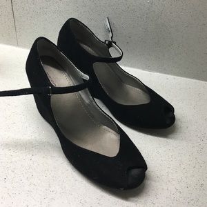 Black wedge heels suede