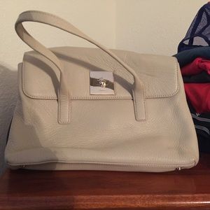 Medium leather DKNY Cream Purse with Black Sides