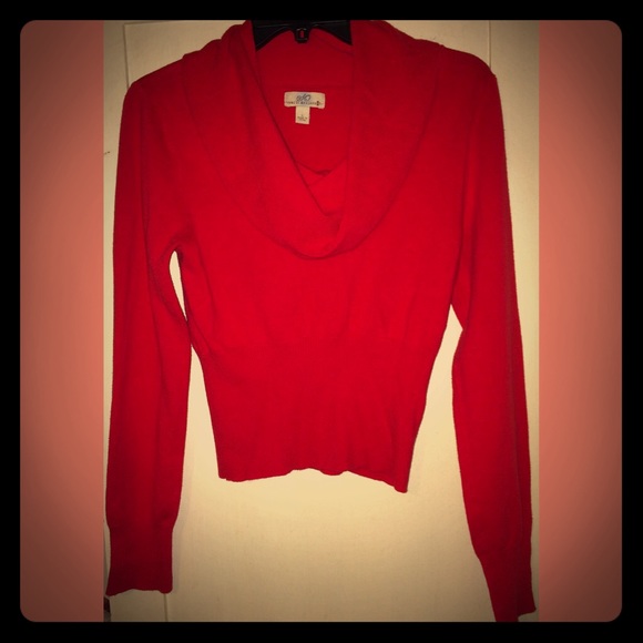 Bright Red cowl neck stretch waist cropped sweater