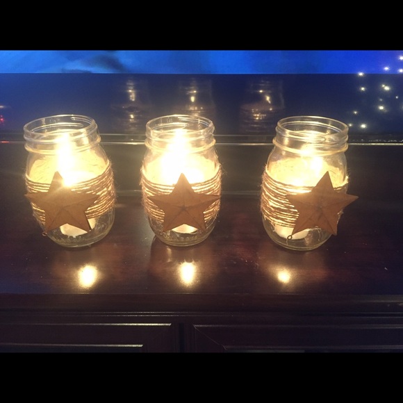 Rustic star mason jar candle holders - Picture 2 of 2