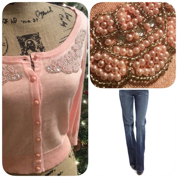 Candie's Sweaters - Peach Embellished Cardigan❌❌❌