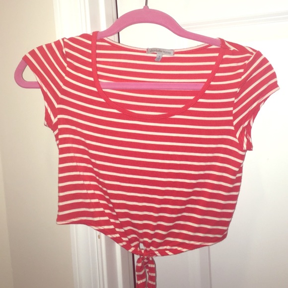 XS Red, striped crop top