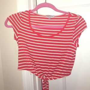 XS Red, striped crop top