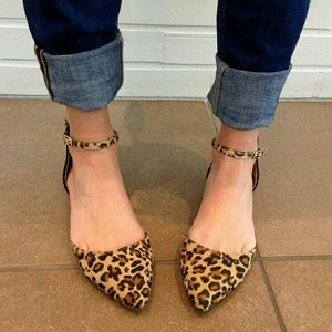 leopard flats with ankle strap