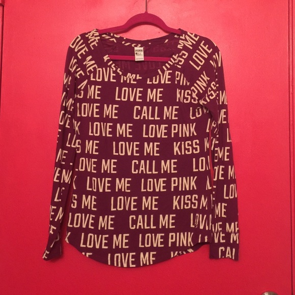 PINK Victoria's Secret Tops - Victoria's Secret Pink Long Sleeved Maroon Tee