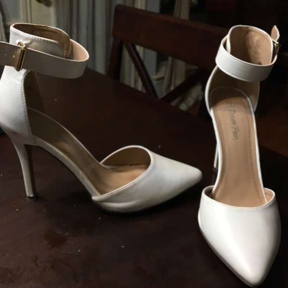 White buckle pumps