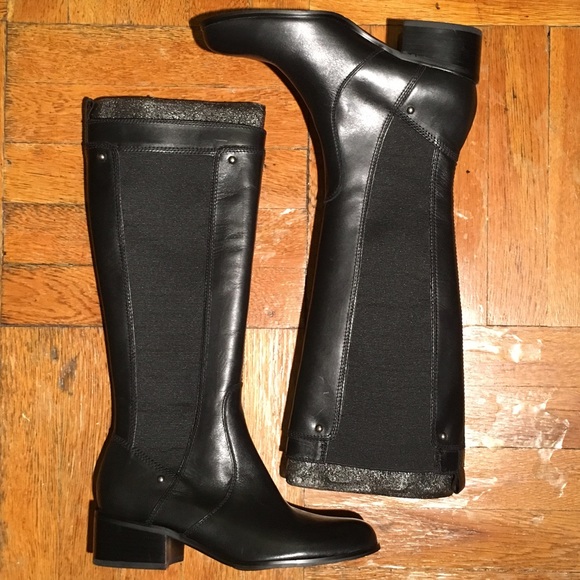 Nine West Black Leather Riding Boots