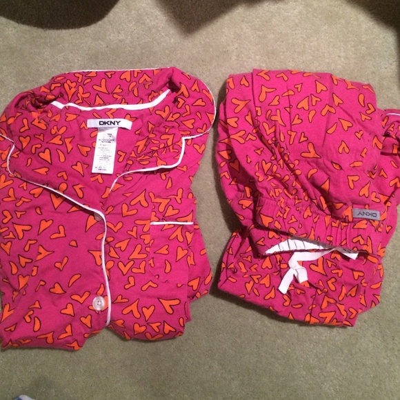 Pink PJ set with orange hearts