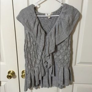 Gray ruffle shrug