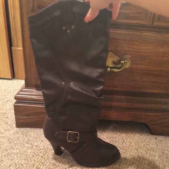 Brown heeled boots