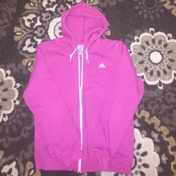 Magenta Adidas Cotton Zip-Up Sweatshirt