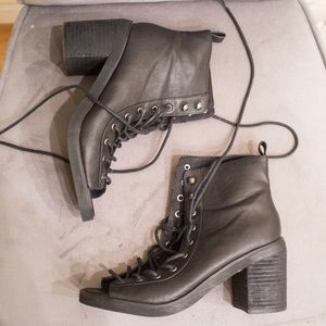 Deena and Ozzy Lace-up Peeptoe Booties