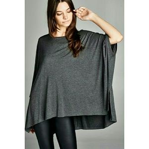 "ADELE" oversized boxy fit, dolman top in charcoal