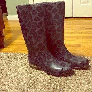 Coach Gray Leopard Print Rain Boots