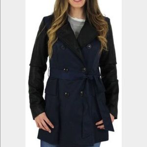Black and blue trench coat
