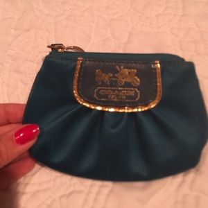 Turquoise Coach coin purse