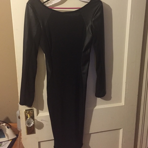Black and leather not real leather dress