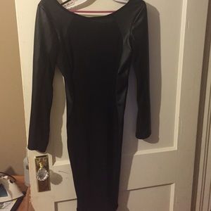 Black and leather not real leather dress