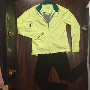 Neon green/yellow and teal Nike running jacket