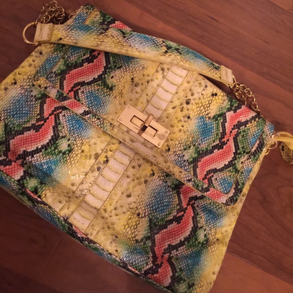 Big Buddha Like New Snakeskin Tote Satchel Handbag