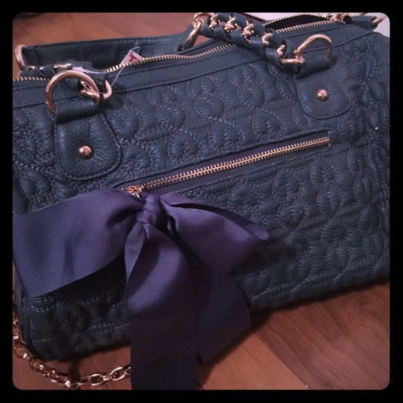 Deux Lux Brand New Teal Chain Bag Satchel Barrel