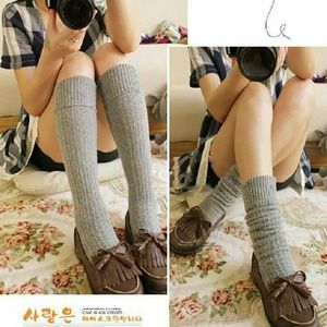 knit wool blend high knee sock