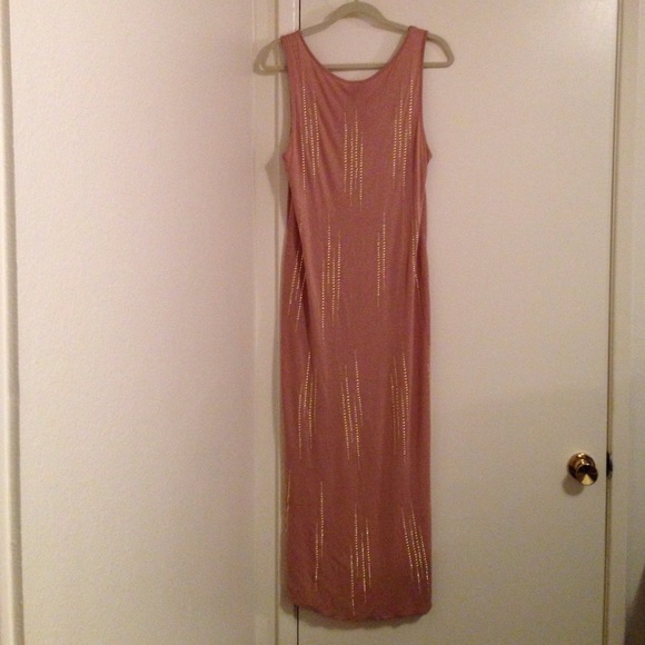 Haute Hippie Gold Studded Hi-lo Dress in Suntan - Picture 2 of 4
