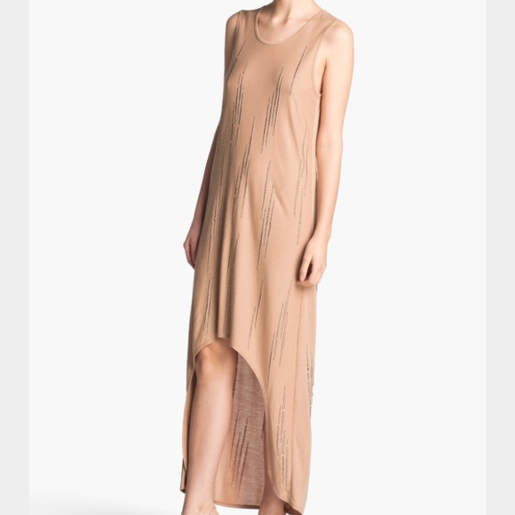 Haute Hippie Gold Studded Hi-lo Dress in Suntan - Picture 3 of 4