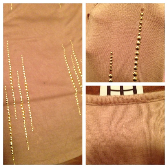 Haute Hippie Gold Studded Hi-lo Dress in Suntan - Picture 4 of 4