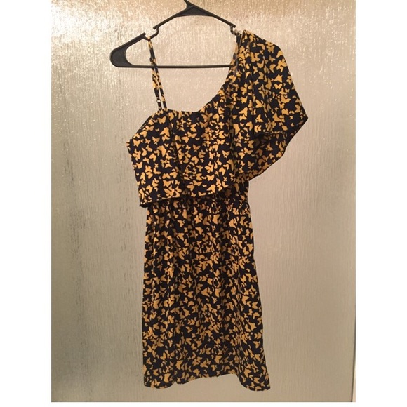 ♦️Blue and yellow floral print dress