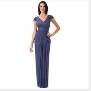 Adrianna Papell draped deco sleeve gown