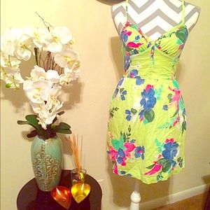 Hollister flower print green dress