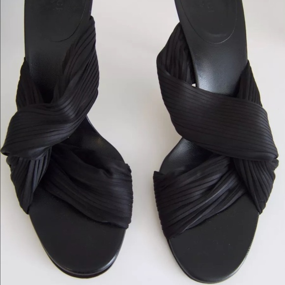 Gucci Satin Plissé Evening Sandals