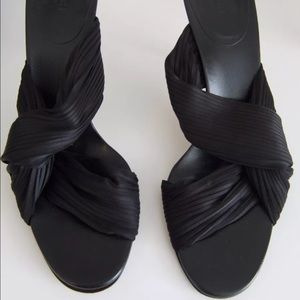 Gucci Satin Plissé Evening Sandals