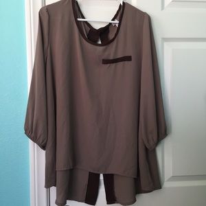 Dark brown chiffon top