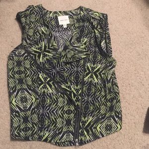 Silence + Noise patterned vest top zip up shirt M