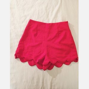 red highwaisted shorts