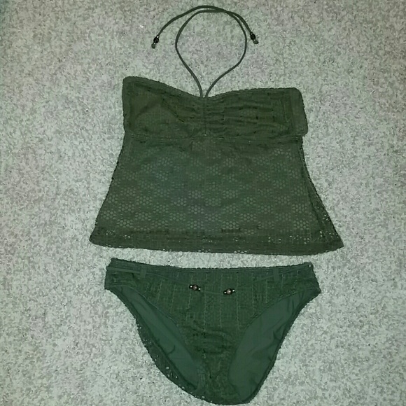Olive Green Net Tankini