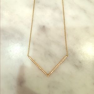 Authentic 14k gold Chevron necklace with diamonds