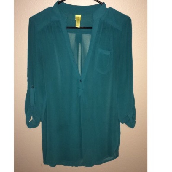 Sheer turquoise blouse